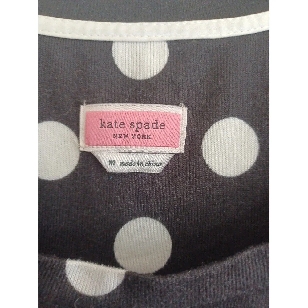 Kate Spade black white polkadot knit dress M pockets comfy trendy classic design